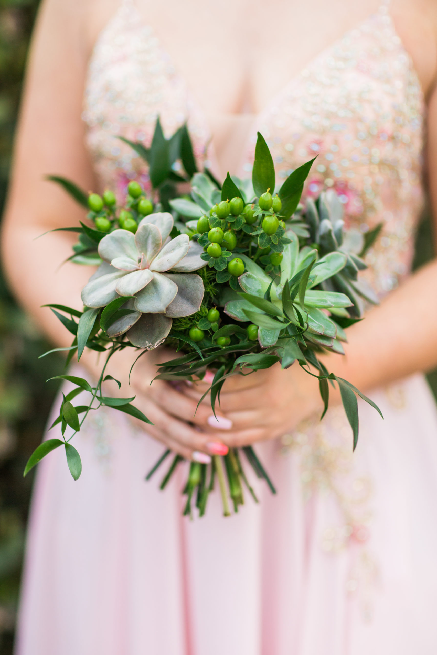greenery and succulent bouquet