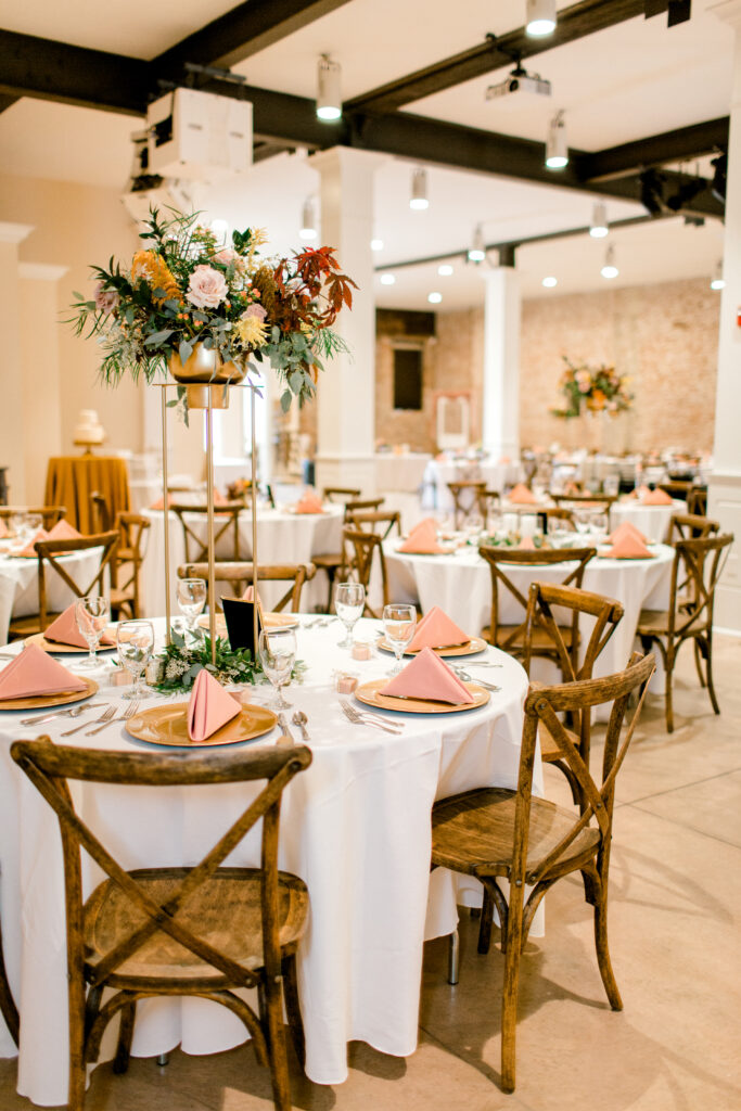 September wedding at City View at Sterling Square, flowers by Evansville florist Emerald Design, photos by Kentucky photographer Morgan Marie Photography